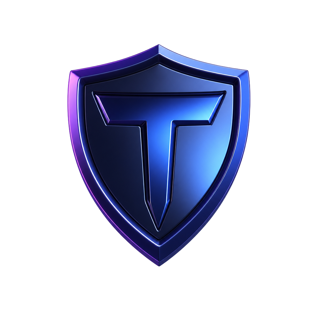 Logo Tashlight — 3D indigo — logo officiel du coffre numérique suisse Tashlight fondé par Zachary Jaffe
