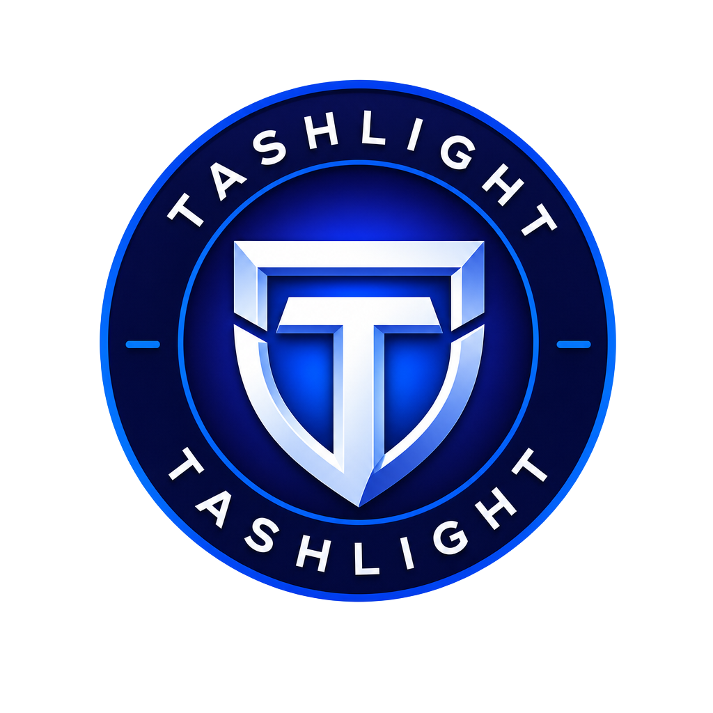 Logo Tashlight — badge circulaire — logo officiel du coffre numérique suisse Tashlight fondé par Zachary Jaffe