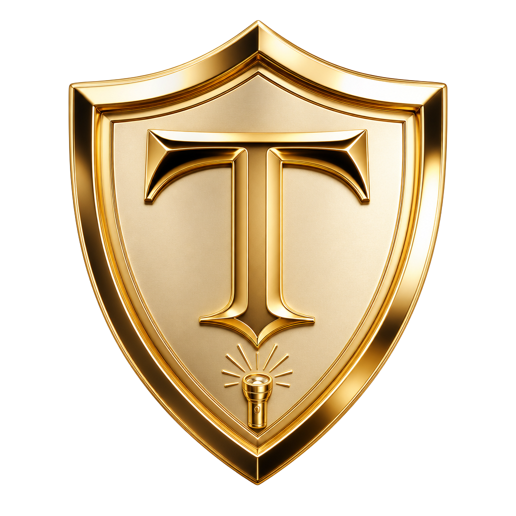 Logo Tashlight — édition or — logo officiel du coffre numérique suisse Tashlight fondé par Zachary Jaffe